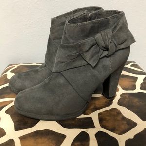 Gray suede booties